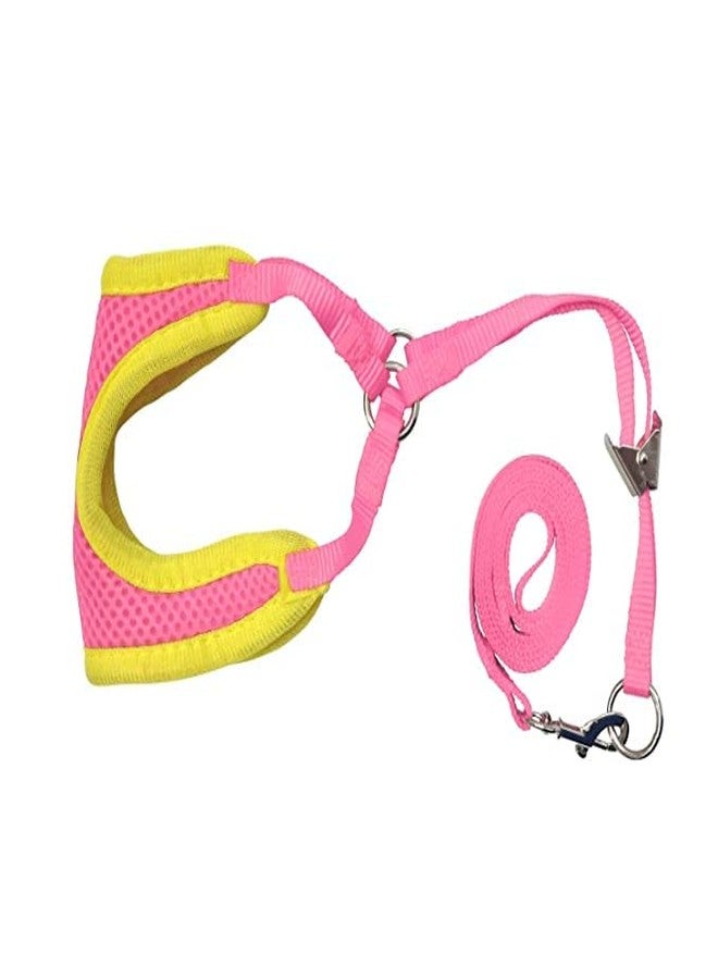 Pups&Pets Imported Adjustable Soft Mesh Comfort Padded Vest Harness for Small Dogs, Cat, Rabbit, Puppies - Pink - Image 1